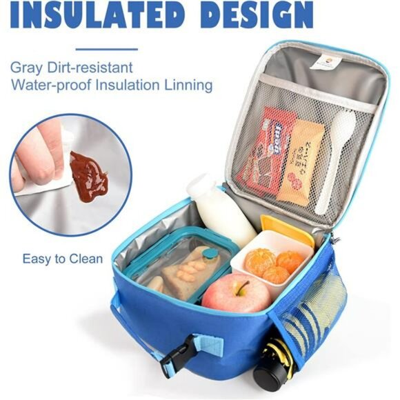 Kids insulated lunch box soft cooler bag reusable waterproof school lunch tote - Picture 6 of 7